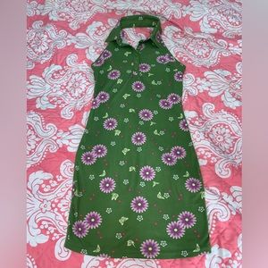 Green collar mini dress